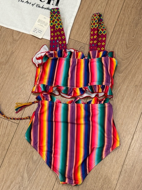 All Things Mochi Louise Rainbow Stripe Ruffled Bikini Size XS - Picture 5 of 8